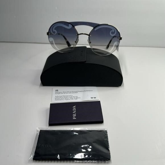 New Authentic Prada Gray and Gold Geometric Sunglasses main image 13